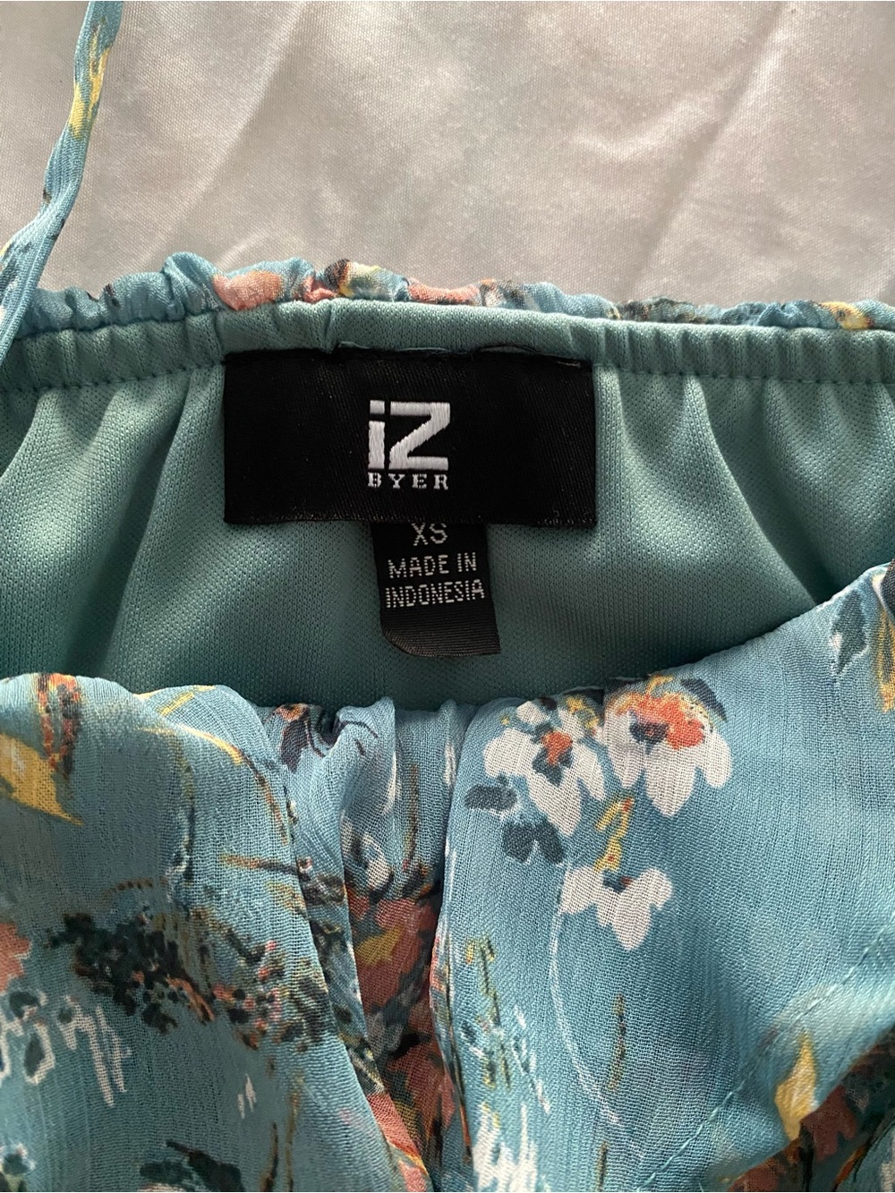 Iz Byer Teal Floral Off-Shoulder Ruffle Blouse - Picture 2 of 8